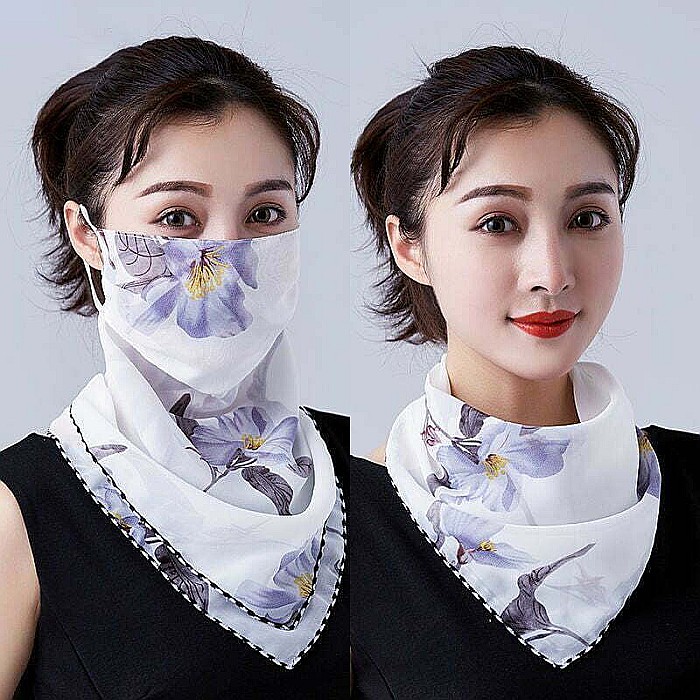 Masca protectie MBrands cu esarfa ,model floral [2]