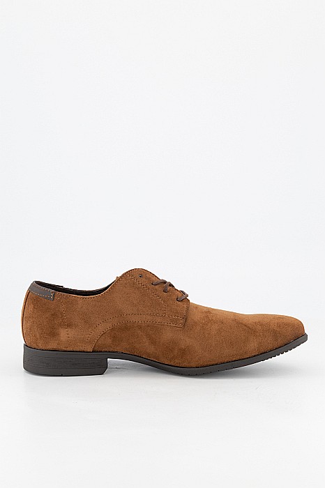 Pantofi cu siret MBrands, piele sintetica intoarsa, varf ascutit, Maro [2]