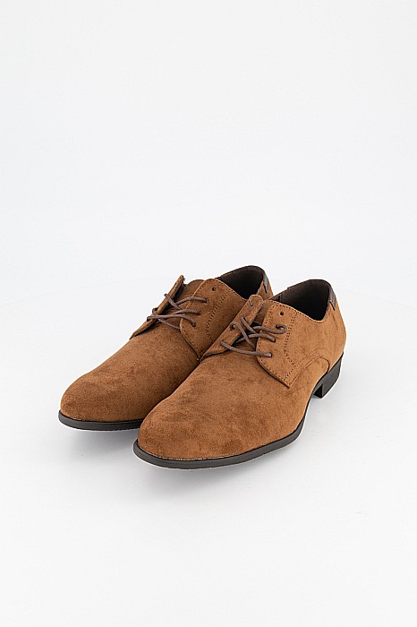 Pantofi cu siret MBrands, piele sintetica intoarsa, varf ascutit, Maro [4]