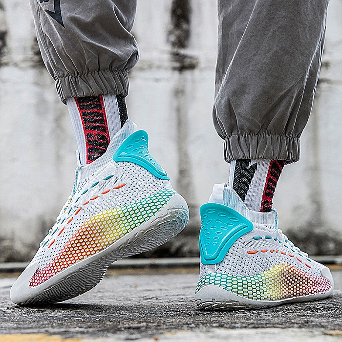 Pantofi sport baschet HI Tops MBrands, alb multicolor, material textil [5]