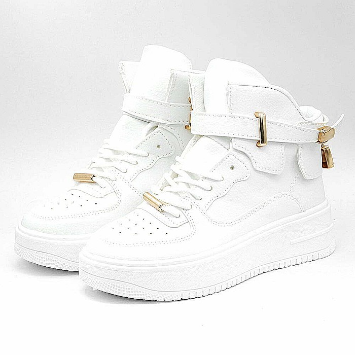 Pantofi sport high-top MBrands Albi cu catarama si lacatel [5]