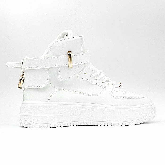 Pantofi sport high-top MBrands Albi cu catarama si lacatel imblaniti [2]