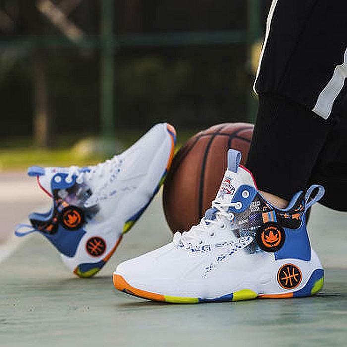 Pantofi sport pentru baschet MBrands, alb cu albastru [3]