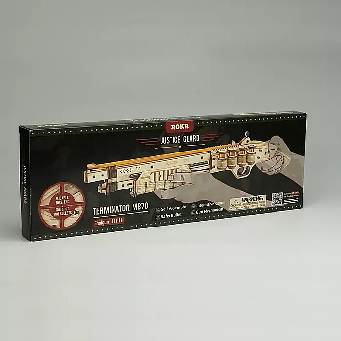 Puzzle 3D, set constructie pusca de vanatoare din lemn, soldati ca tinte, 170 piese, DIY [4]
