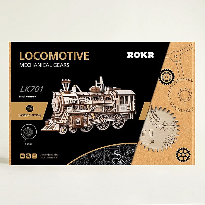 Puzzle mecanic 3D Locomotiva cu aburi UGEARS [4]