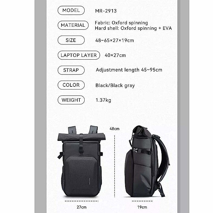 Rucsac barbati Mark Ryden pentru aparat foto si laptop cu extensie de 20 cm, impermeabil, compartiment laptop 15.6 inch [8]