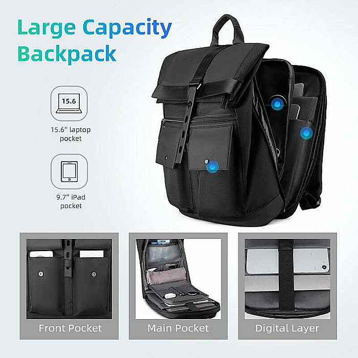 Rucsac barbati Mark Ryden retro pentru laptop cu extensie de 15 cm, impermeabil [6]