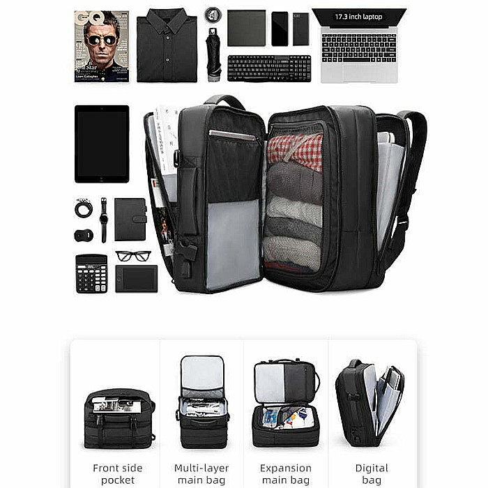 Rucsac barbati Mark Ryden Smart laptop, antifurt, pelerina de ploaie, full impermeabil,  capacitate mare de 39L, fluier [3]
