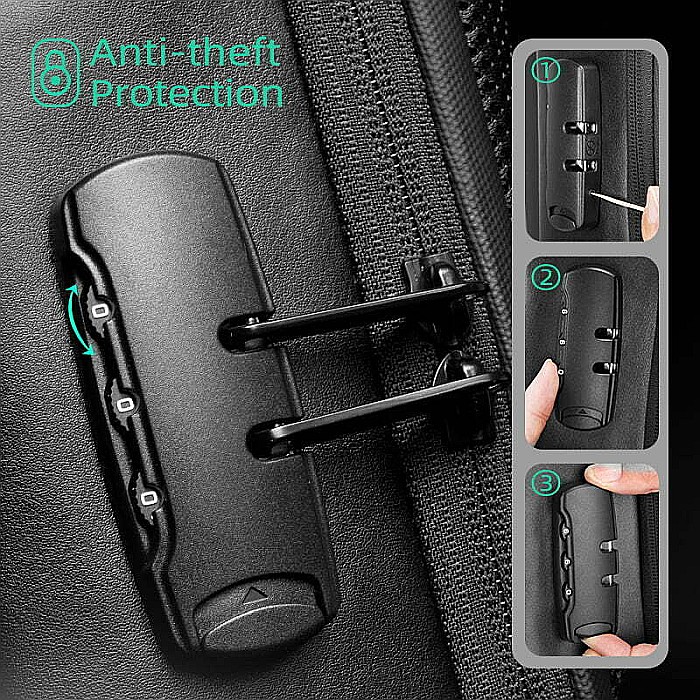 Rucsac barbati Mark Ryden Smart , Laptop de 15.6, full impermeabil, USB si micro USB, buzunar impermeabil si lacat [2]