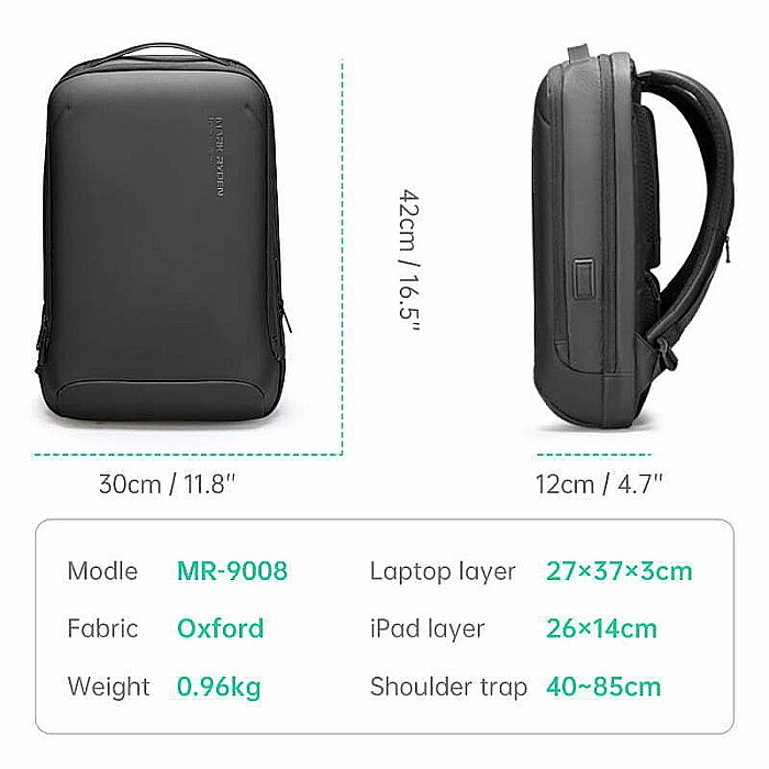 Rucsac barbati Mark Ryden Smart , Laptop de 15.6, full impermeabil, USB si micro USB, slim [6]