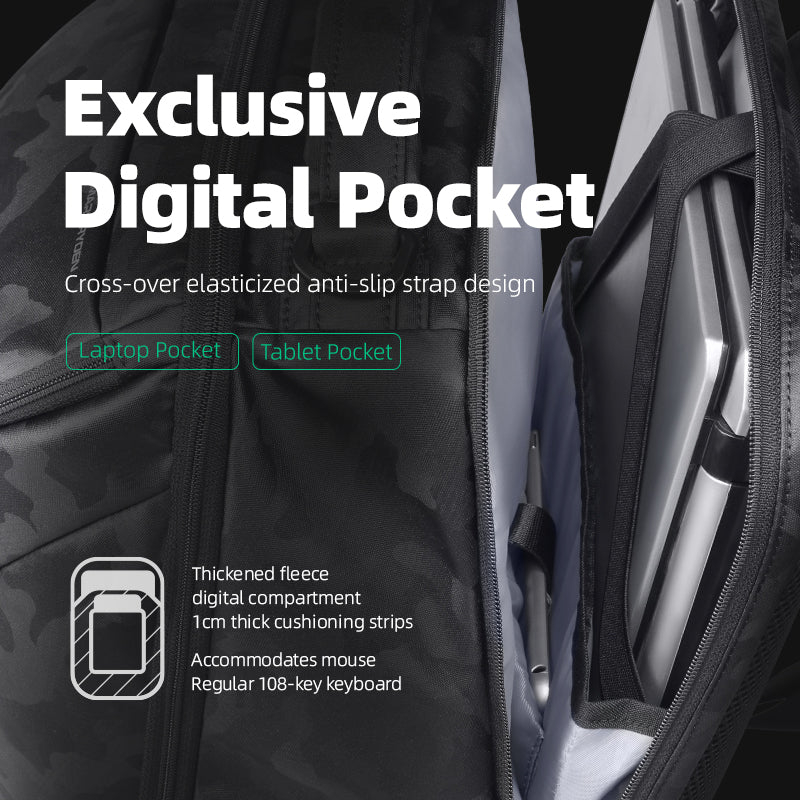 Rucsac barbati Mark Ryden Smart , Laptop de 17.3, rezist la apa, port USB, 32L, 50 x 30 x 20 cm, camuflaj [7]