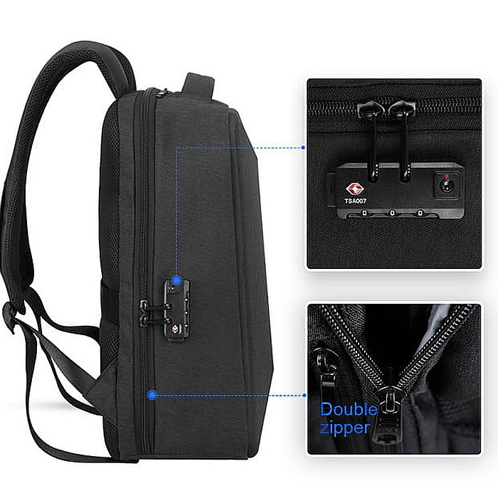 Rucsac barbati Mark Ryden Smart , Laptop de 17, pelerina de ploaie, full impermeabil, USB si micro USB, buzunar  card , lacat [2]