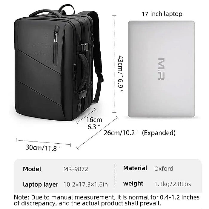 Rucsac Mark Ryden, bussiness port USB, buzunar laptop 17 inch, rezistent la apa, buzunar, extensibil, 34l [2]