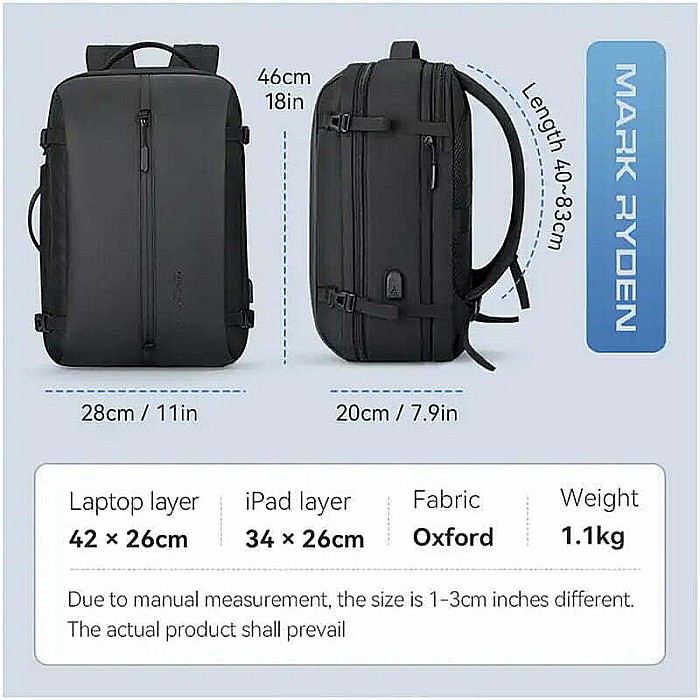 Rucsac Mark Ryden Smart,port USB, buzunar laptop 15.6, impermeabil, capacitate mare cu extinderepana la 39L [2]