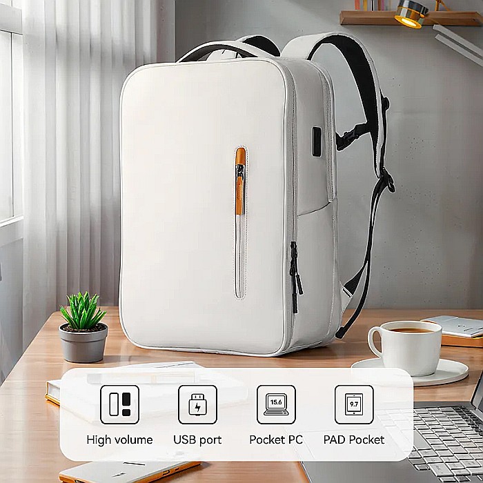 Rucsac Mark Ryden Smart, port USB, buzunar laptop 17.3, rezistent la apa, buzunar card protectie RFID, alb [3]
