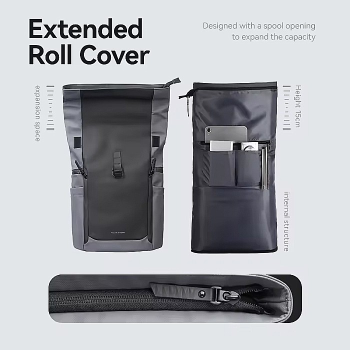 Rucsac usor Mark Ryden Smart , Laptop de 17.3, rezist la apa, 40 x 30 x 13 cm, gri [3]
