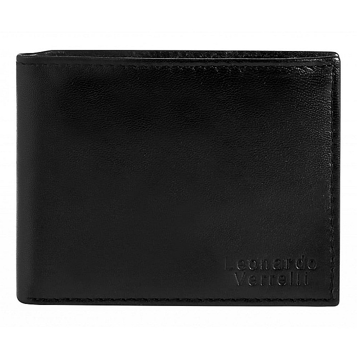 Set barbati, portofel, port card protectie RFID, negru, Leonardo Verrelli , piele [2]