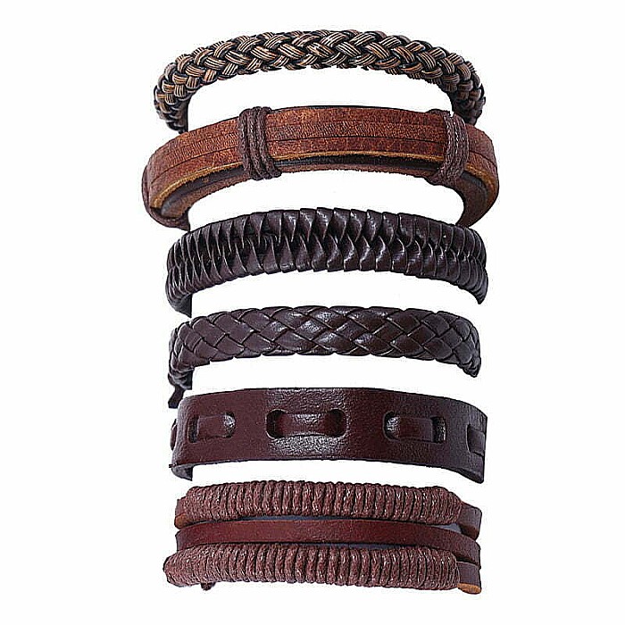 Set bratari cu multiple straturi MBrands pentru barbati, din piele naturala [18]