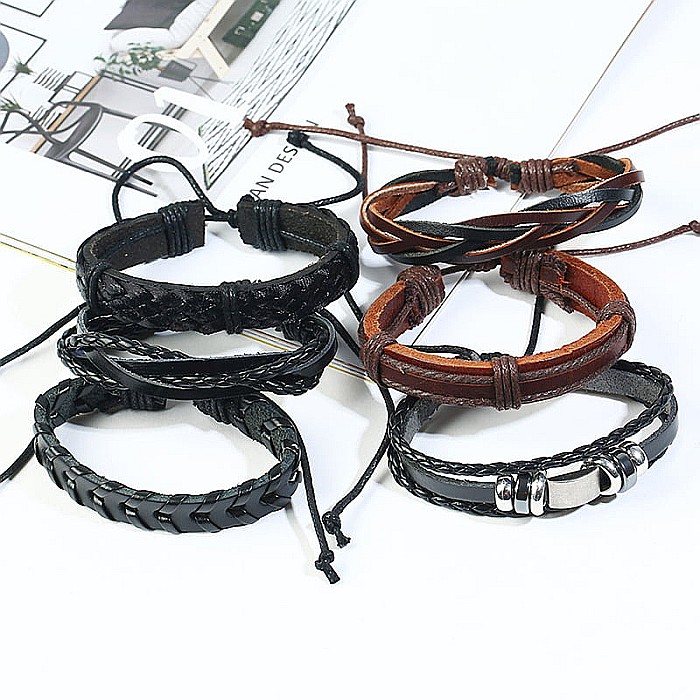 Set bratari cu multiple straturi MBrands pentru barbati, din piele naturala [26]