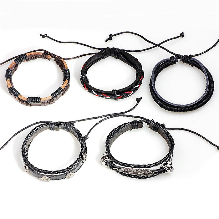 Set bratari cu multiple straturi MBrands pentru barbati, din piele naturala [2]