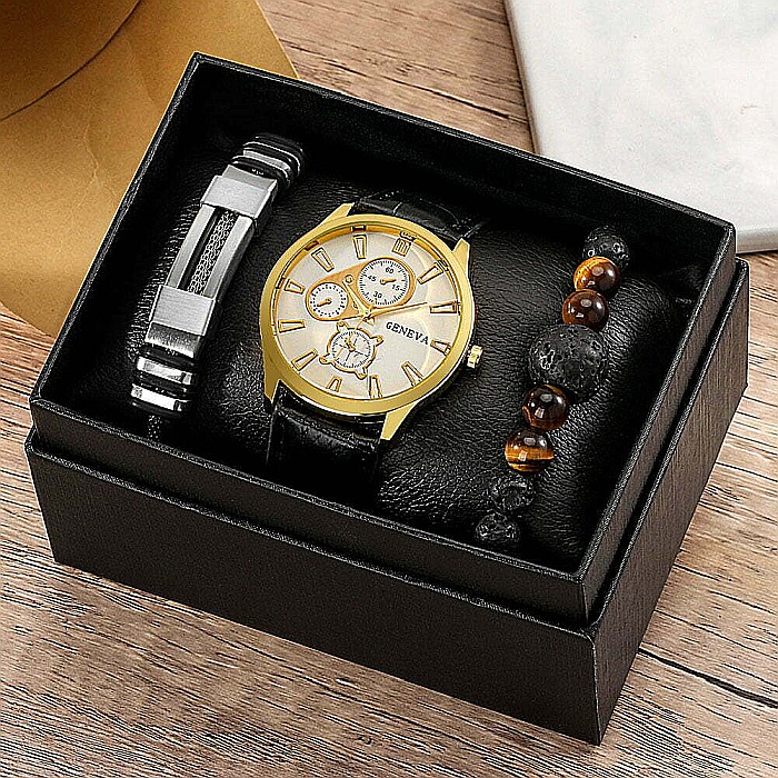 Set MBrands ceas cu bratari, barbati, curea din piele sintetica [3]