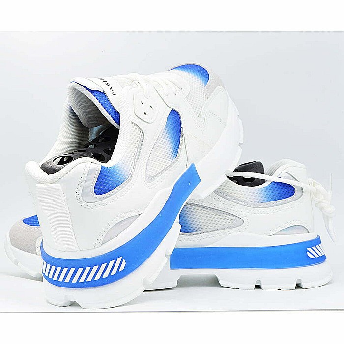 Sneakers Barbati Mbrands cu talpa flexibila, alb cu albastru [4]