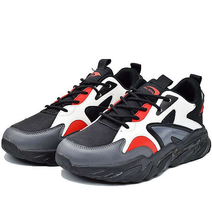 Sneakers Barbati MBrands cu talpa flexibila, din piele ecologica, negru cu rosu [5]