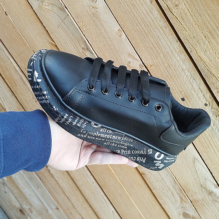 Sneakers Barbati MBrands cu talpa flexibila, din piele ecologica, negru cu scris argintiu [2]