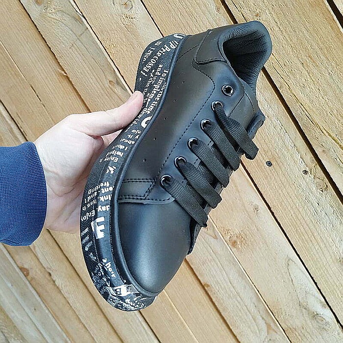 Sneakers Barbati MBrands cu talpa flexibila, din piele ecologica, negru cu scris argintiu [3]