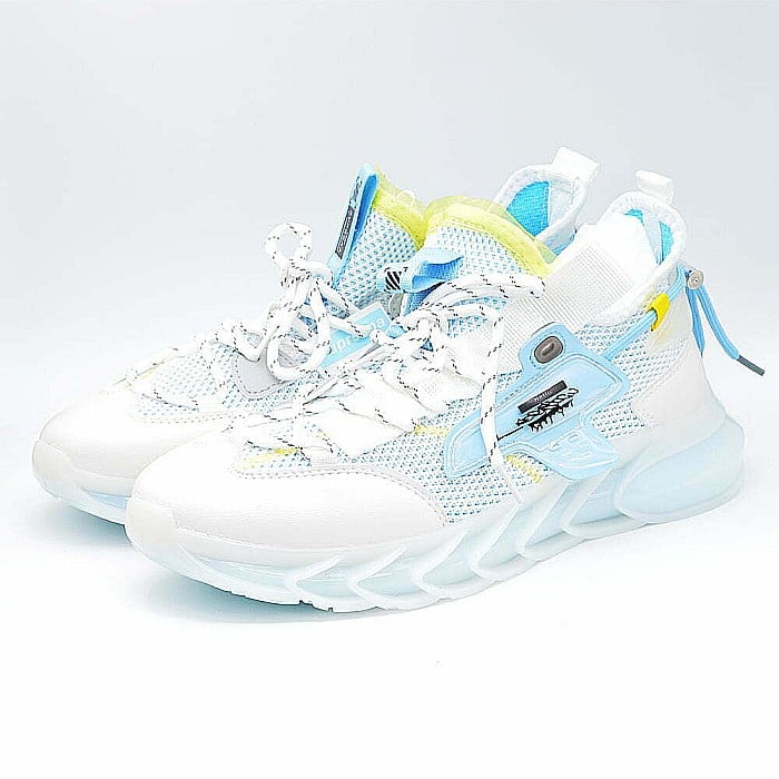 Sneakers Barbati MBrands cu talpa flexibila, fashion, alb cu bleu, lx 01 [5]