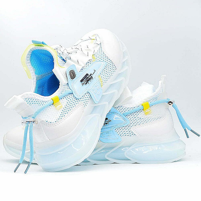 Sneakers Barbati MBrands cu talpa flexibila, fashion, alb cu bleu, lx 01 [4]