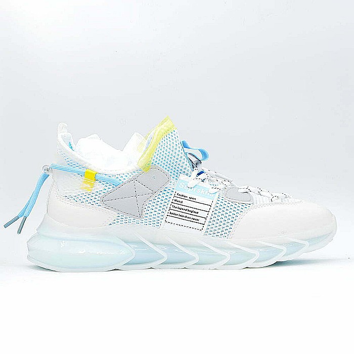 Sneakers Barbati MBrands cu talpa flexibila, fashion, alb cu bleu, lx 01 [2]