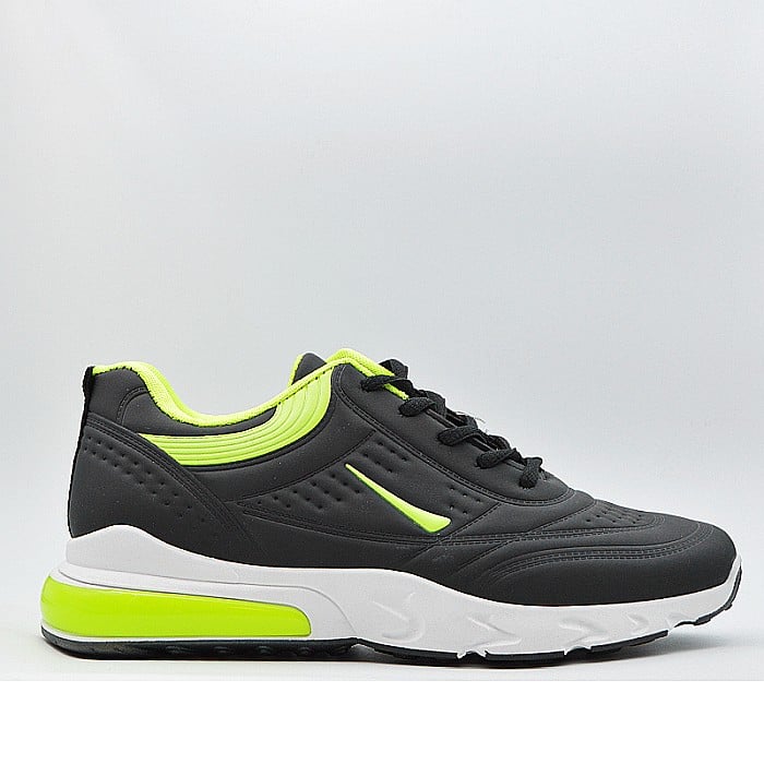 Sneakers Barbati MBrands cu talpa flexibila, material sintetic, negru cu verde [2]