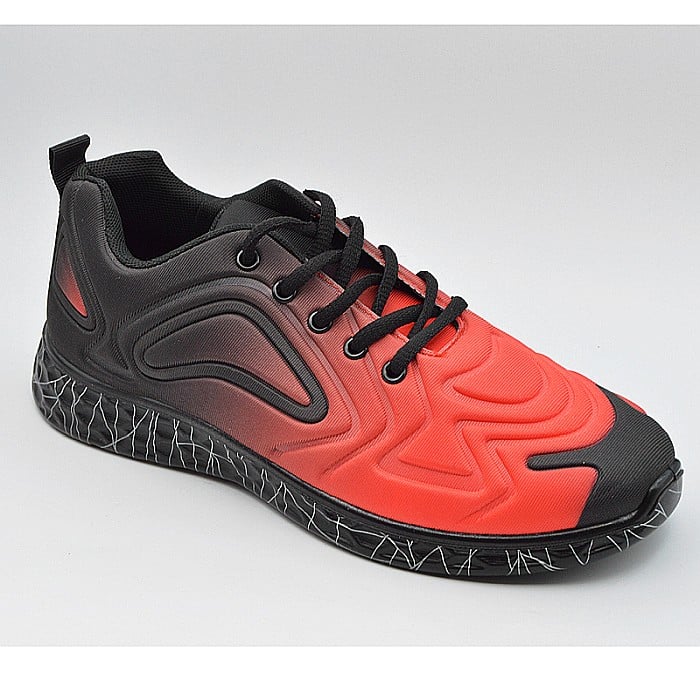 Sneakers Barbati MBrands cu talpa flexibila, material textil, rosu cu negru [2]