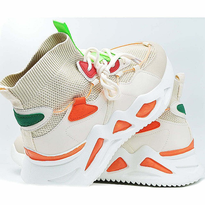 Sneakers Barbati MBrands cu talpa masiva, portocaliu, Hi Tops BC54 [3]