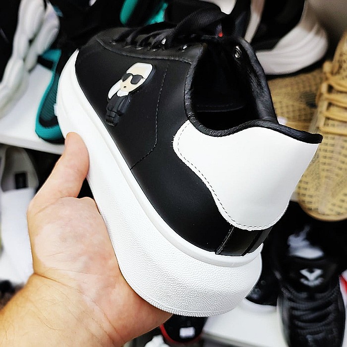 Sneakers Barbati MBrands din piele ecologica, negru cu talpa alba [6]