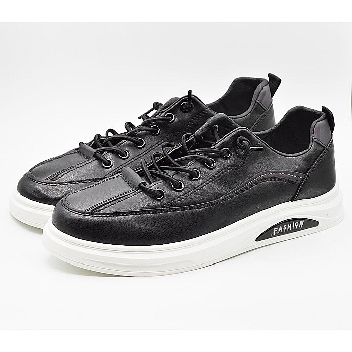 Sneakers Barbati slim MBrands cu talpa flexibila, din piele ecologica, sireturi elastice A2323-1 [3]