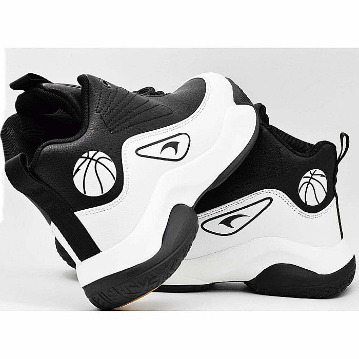 Sneakers Copii Mbrands Hi Tops cu talpa flexibila, culoare negru alb [4]