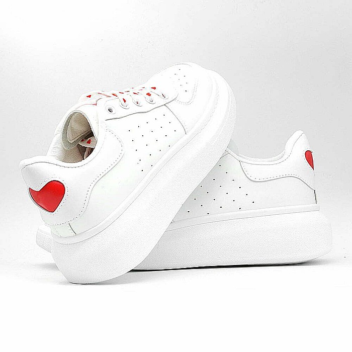 Sneakers Dama MBrands cu talpa flexibila, cu inimioare, culoare alb 20C15 [4]