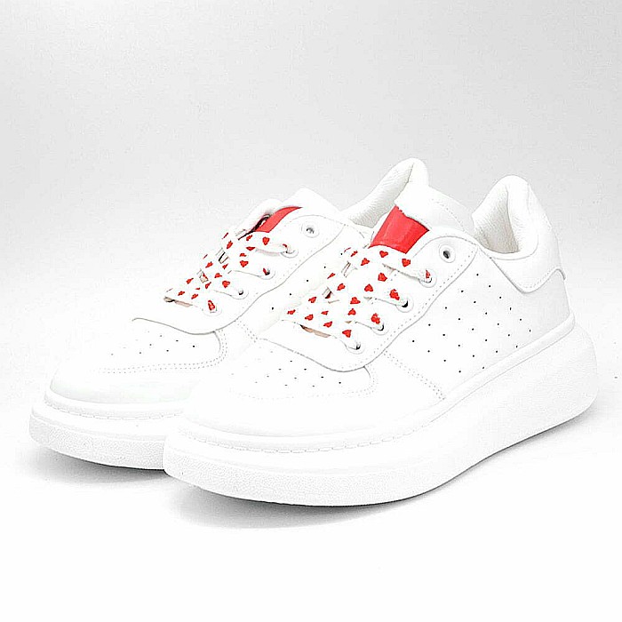 Sneakers Dama MBrands cu talpa flexibila, cu inimioare, culoare alb 20C15 [5]