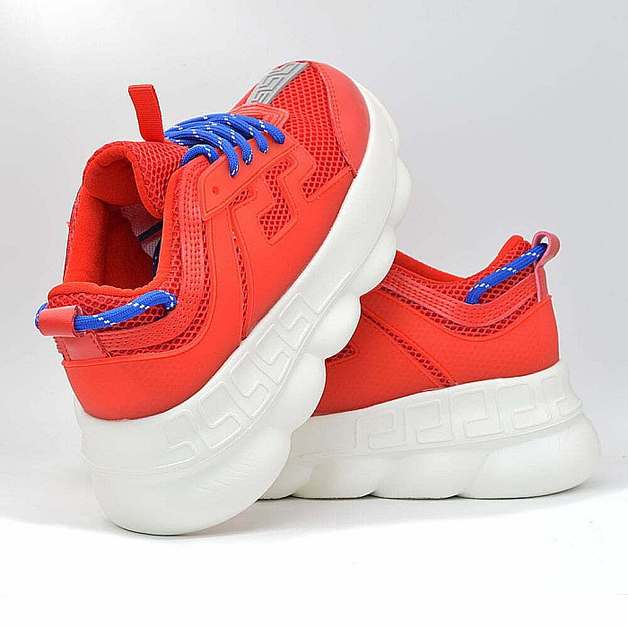 Sneakers Dama MBrands cu talpa flexibila, culoare rosu cu albastru [4]