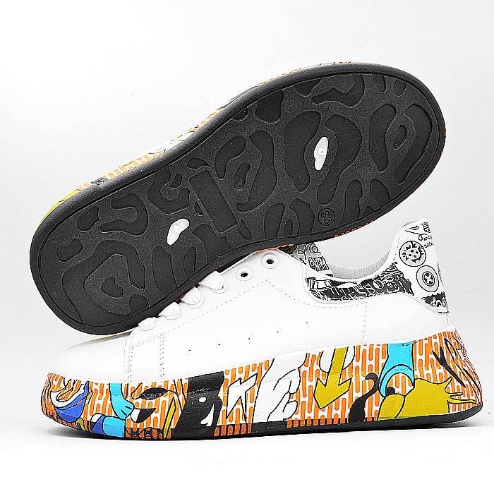 Sneakers Dama MBrands cu talpa flexibila, din piele ecologica, alb/multicolor nr 38 [5]