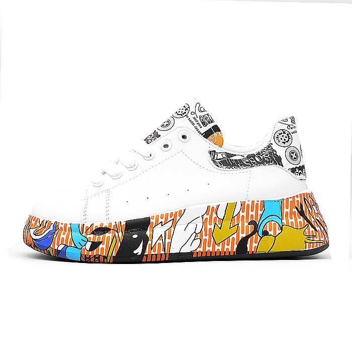 Sneakers Dama MBrands cu talpa flexibila, din piele ecologica, alb/multicolor nr 38 [1]