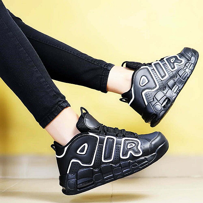 Sneakers Dama MBrands cu talpa flexibila, Hi Top, culoare alb negru [4]