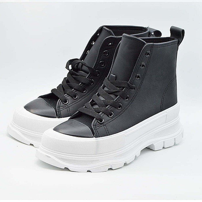 Ghete Dama MBrands cu talpa flexibila, Hi Top, culoare negru, material impermeabil [3]