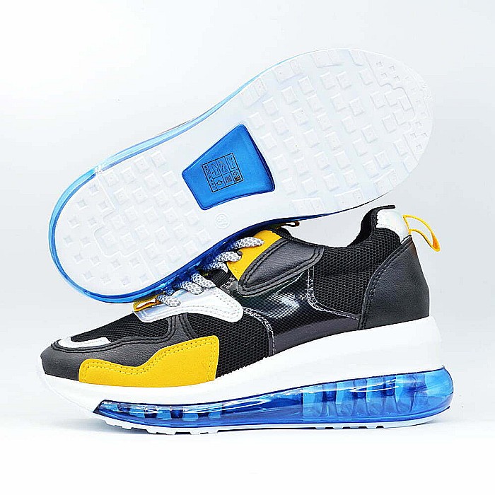 Sneakers Dama MBrands cu talpa flexibila, negru cu talpa albastra [4]