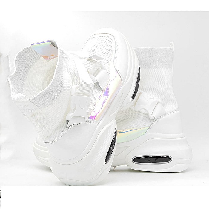 Sneakers Dama MBrands cu talpa flexibila si masiva, alb [4]