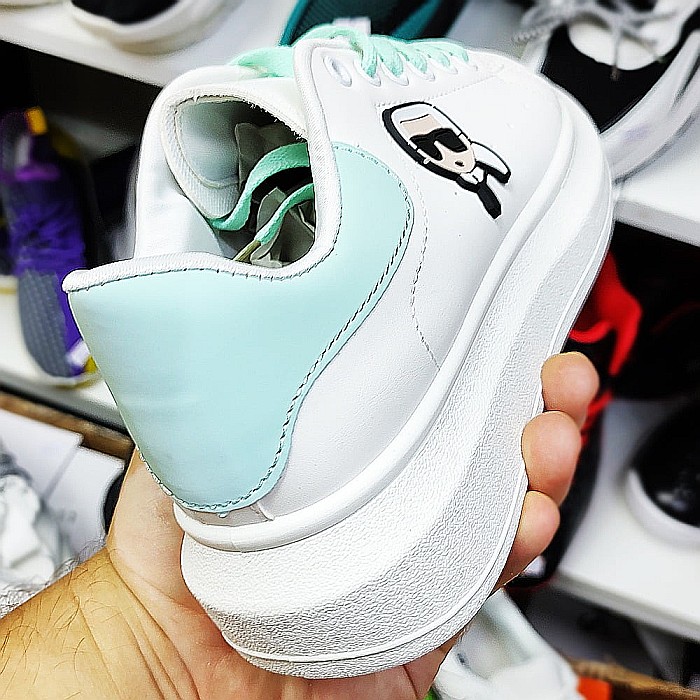 Sneakers Dama MBrands din piele ecologica, alb cu turcoaz 8615 [4]