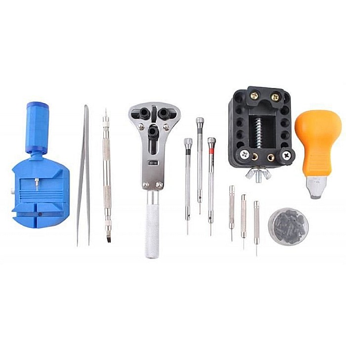 Trusa pentru reparat ceasuri, 13 piese, surubelnite, penseta, cheie, husa [3]