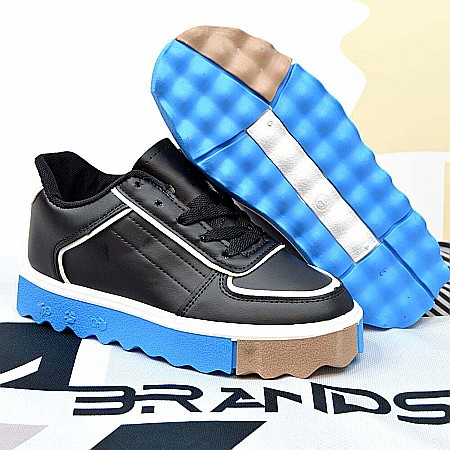 Adidasi de dama negru MBrands cu talpa inalta albastra 031 [3]